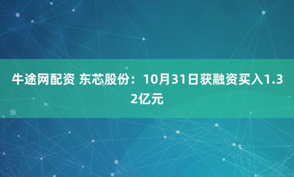 牛途网配资 东芯股份：10月31日获融资买入1.32亿元